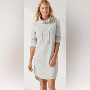 NWT Tommy Bahama Dress Womens Summer Grey Reversible Upside Cowl Zip Neck Sz XS